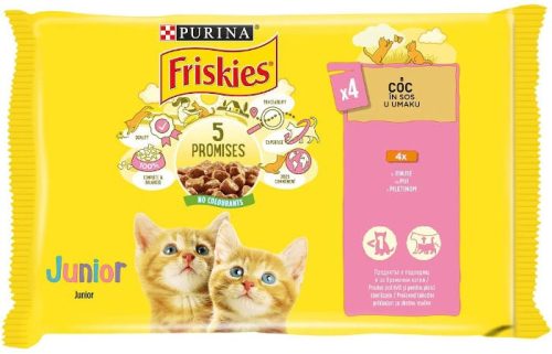 Friskies Junior Hrană umedă pentru pisici, cu pui în sos 4 x 85 g