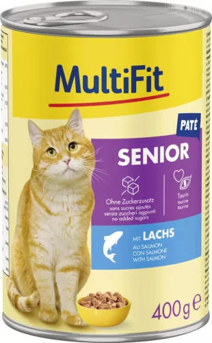 MultiFit Hrană umedă pentru pisici senioare cu somon 400 g