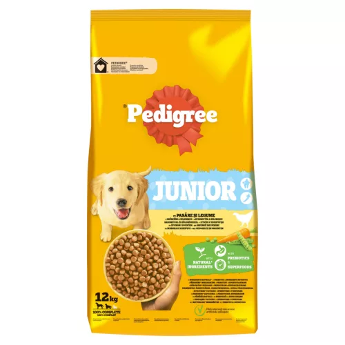 Pedigree Hrană uscată cu pasăre și legume pentru câini juniori 12 kg