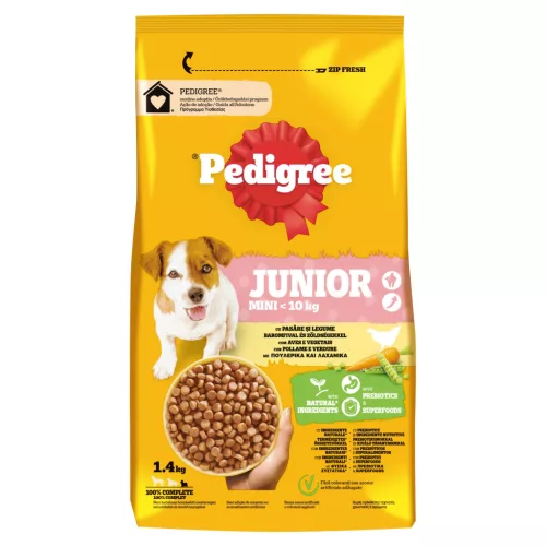 Pedigree Hrană uscată cu pasăre și legume pentru câini juniori de talie mică 1,4 kg