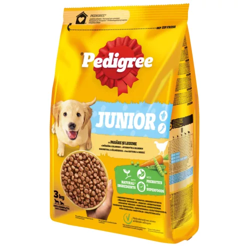 Pedigree Hrană uscată cu pasăre și legume pentru câini juniori 3 kg