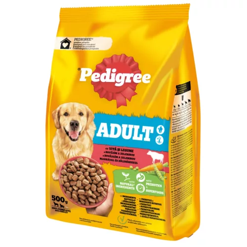 Pedigree Hrană uscată cu vită și legume pentru câini adulți 500 g