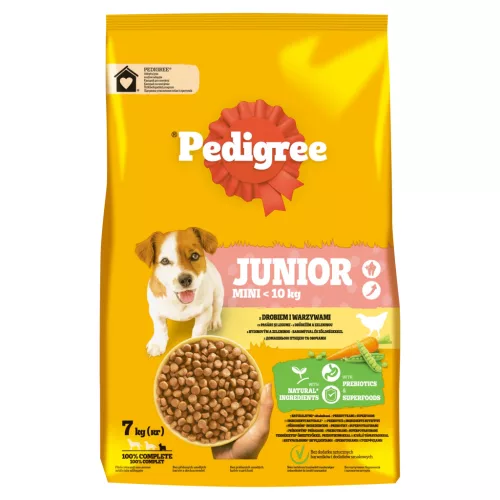 Pedigree Hrană uscată cu pasăre și legume pentru câini juniori de talie mică 7 kg