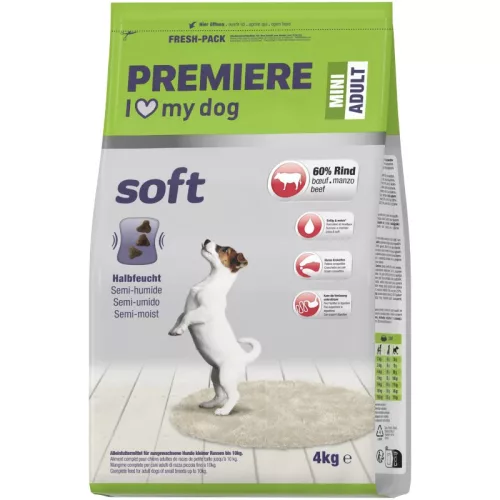Premiere Soft Hrană uscată pentru câini adulți, de talie mică, cu vită 4 kg