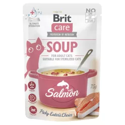   Brit Care Soup Hrană umedă pentru pisici adulte cu somon 75 g