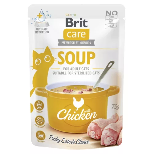 Brit Care Soup Hrană umedă pentru pisici adulte cu pui 75 g