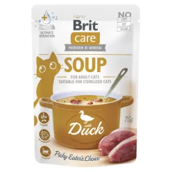   Brit Care Soup Hrană umedă pentru pisici adulte cu raţă 75 g