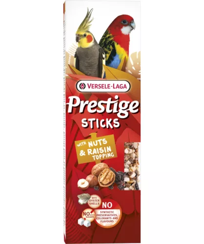Versele-Laga Batoane pentru nimfe și papagali mari, cu nuci și stafide 2 x 70 g