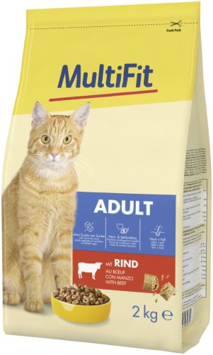 MultiFit Classic Hrană uscată pentru pisici adulte, cu carne de vită 2 kg
