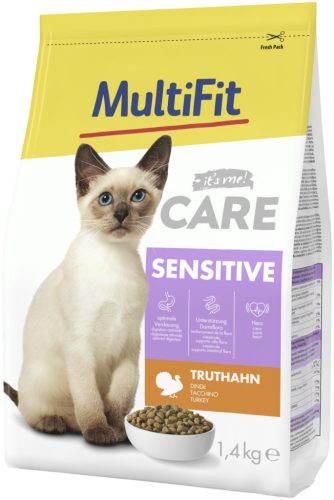 MultiFit Care Sensitive Hrană uscată pentru pisici adulte, cu carne de curcan 1,4 kg