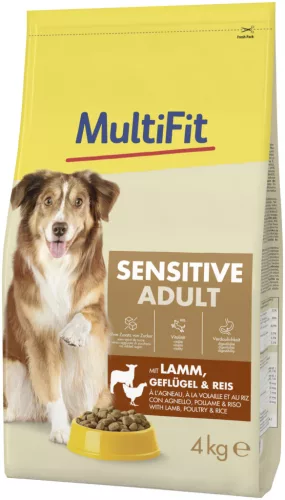 MultiFit Sensitive Hrană uscată pentru câini adulți, miel și păsăre 4 kg