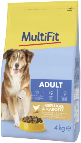 MultiFit Hrană uscată pentru câini adulți, cu carne de pasăre și morcovi 4 kg