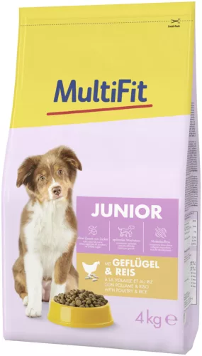 MultiFit Classic Hrană uscată pentru câini junior, cu carne de pasăre și orez 4 kg