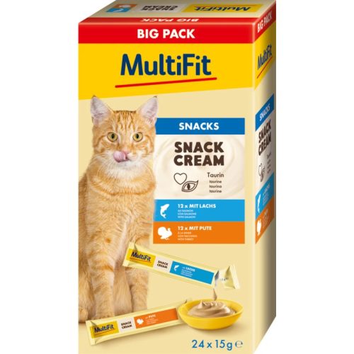 MultiFit XXL Recompense creamoase pentru pisici, cu somon și curcan 24x15g