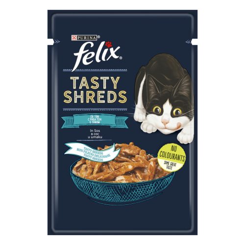 Felix Tasty Shreds Hrană umedă pentru pisici, cu ton în sos 80 g