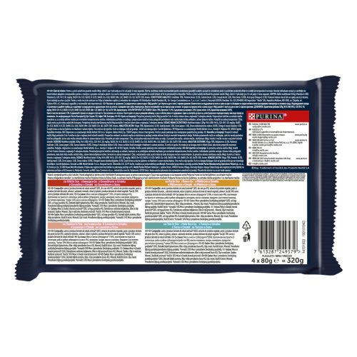 Felix Tasty Shreds Hrană umedă pentru pisici, selecție mixtă cu vită, pui, somon, ton în sos 4x80g