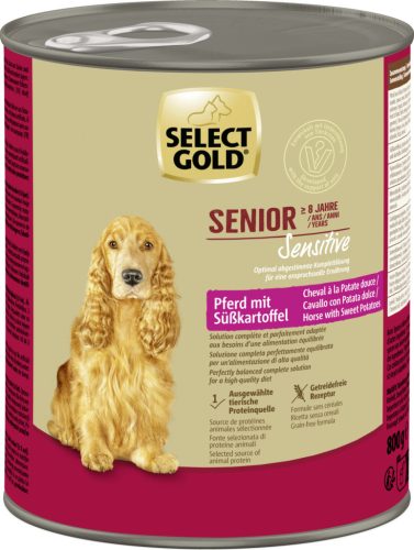Select Gold Sensitive Hrană umedă pentru câini seniori cu carne de cal și cartof 800 g