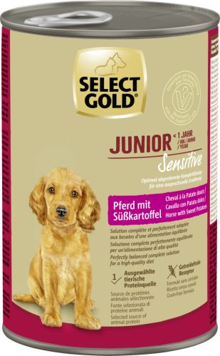 Select Gold Sensitive Hrană umedă pentru câini juniori, cu cal 400 g