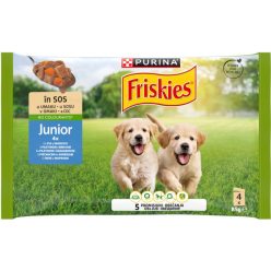   Friskies Junior Hrană umedă pentru câini, cu pui și morcovi în sos 4 x 85 g