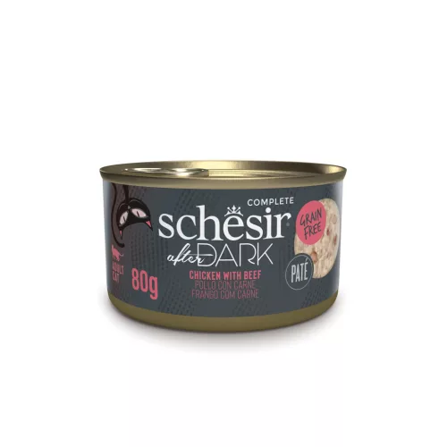 Schesir After Dark Hrană umedă completă pentru pisici adulte cu pui și vită 80 g