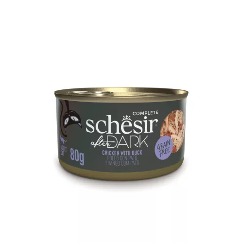 Schesir After Dark Hrană umedă completă pentru pisici adulte cu pui și rață 80 g