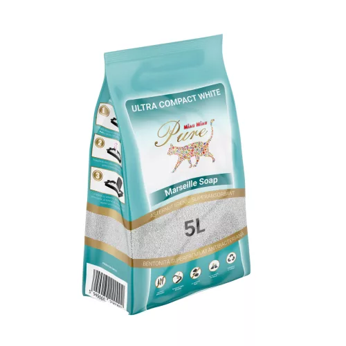 Miau Miau Pure White Marseille Așternut aglomerant pentru litieră 5 l