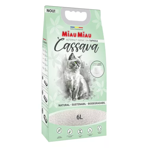 Miau Miau Cassava Așternut aglomerant pentru litieră 6 l