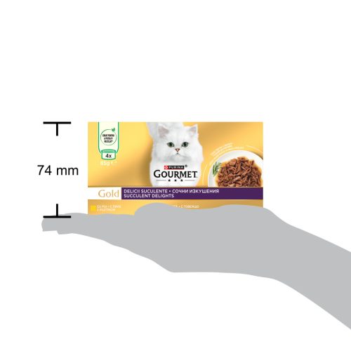 Gourmet Gold Delicii Suculente Hrană umedă pentru pisici, cu pui și vită 4x85 g