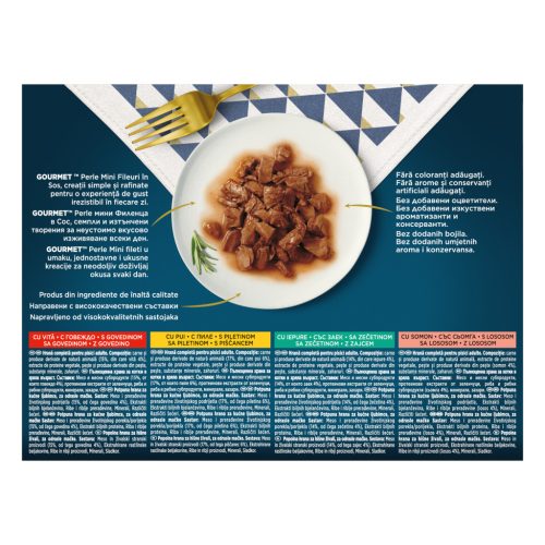 Gourmet Gold Perle Hrană umedă pentru pisici mini fileuri în sos cu vită 12x85 g