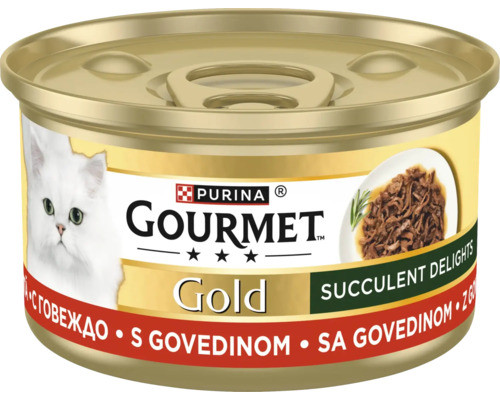 Gourmet Gold Delicii Suculente Hrană umedă pentru pisici, cu vită 85 g