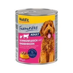   MultiFit Favourites Hrană pentru câini, cu șuncă și inimă de vită 800g
