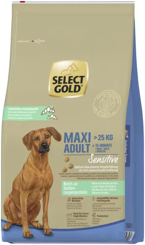 Select Gold Sensitive Maxi Hrană uscată pentru câini bogată in viermi de mătase 12 kg