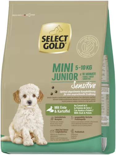 Select Gold Sensitive Hrană uscată pentru câini juniori de talie mică cu rață și cartofi 4 kg