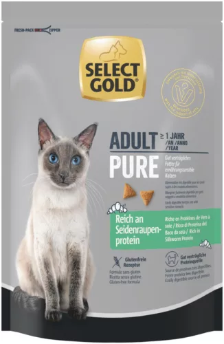 Select Gold Pure Hrană uscată pentru pisici adulte bogată in viermi de mătase 300 g