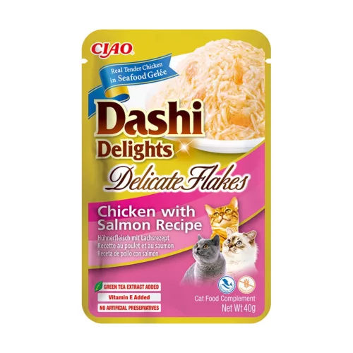 Ciao Dashi Delights Delicate Flakes Recompensă pentru pisici cu pui și somon 40 g