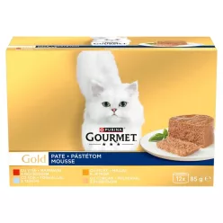   Gourmet Gold Mousse Hrană umedă pentru pisici cu mix carne 12×85 g