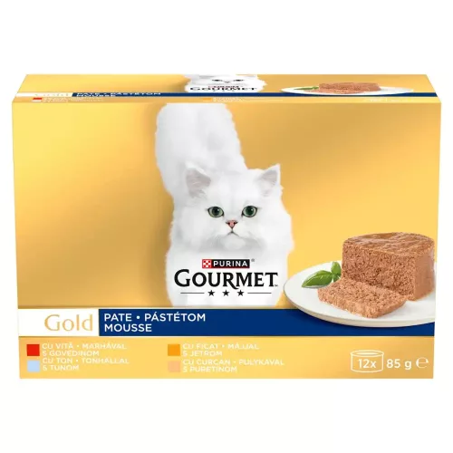Gourmet Gold Mousse Hrană umedă pentru pisici cu mix carne 12×85 g