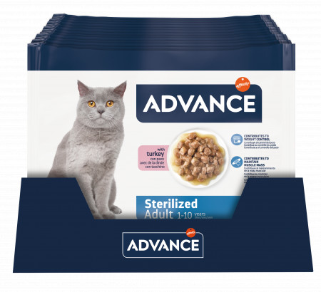 Advance Sterilized Hrană umedă pentru pisici sterilizate, cu curcan 4x85g 