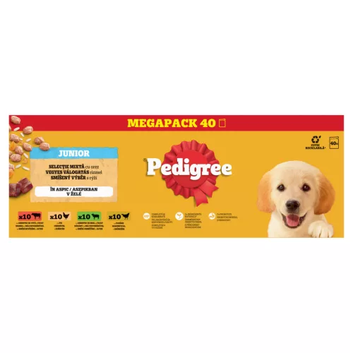 Pedigree Hrană umedă pentru câini junior, selecții de carne în aspic 40 x 100 g