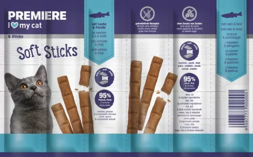 Premiere Sticks Recompense pentru pisici cu somon și păstrăv 6x6 g