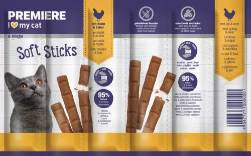 Premiere Sticks Recompense pentru pisici cu pui și ficat 6x6 g