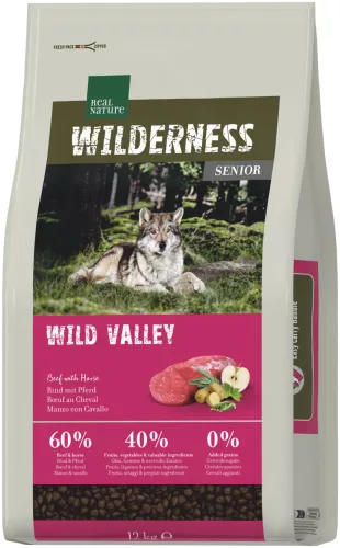 Real Nature Wilderness Hrană uscată pentru câini senior, cu vită și cal 12 kg
