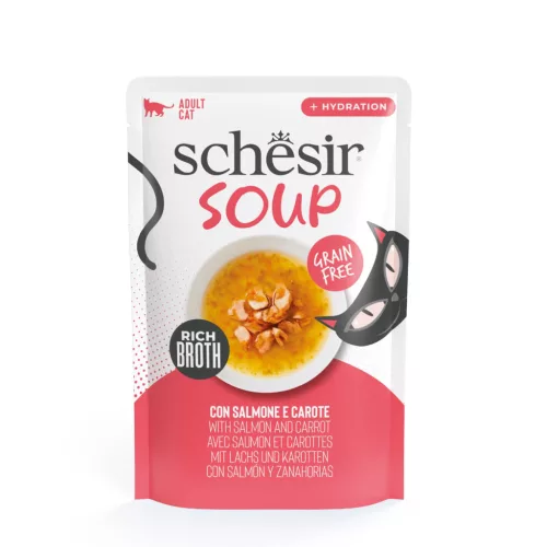 Schesir Hrană umedă complementară pentru pisici adulte cu somon și morcov 40 g