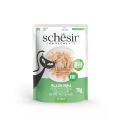   Schesir Hrană umedă complementară pentru pisici adulte cu pui și biban în aspic 70 g