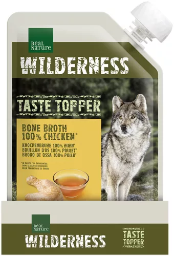 Real Nature Wilderness Topping pentru câini cu supă de oase de pui 200 g