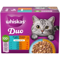   Whiskas Duo Hrană umedă pentru pisici adulte, selecții de pește și carne 12 x 85 g