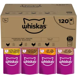   Whiskas Hrană umedă pentru pisici adulte, mix pasăre în aspic 120 x 85 g