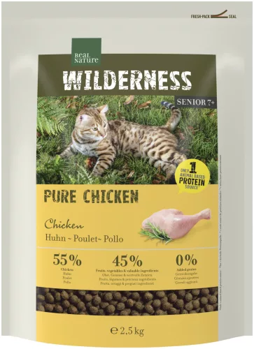 Real Nature Wilderness Hrană uscată pentru pisici senior cu pui 2,5 kg