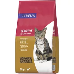   Fit+Fun Sensitive Hrană uscată pentru pisici adulte cu miel și orez 2 kg
