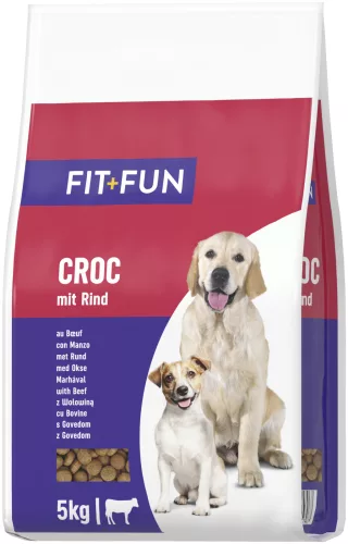 Fit+Fun Croc Hrană uscată pentru câini adulți cu vită 5 kg